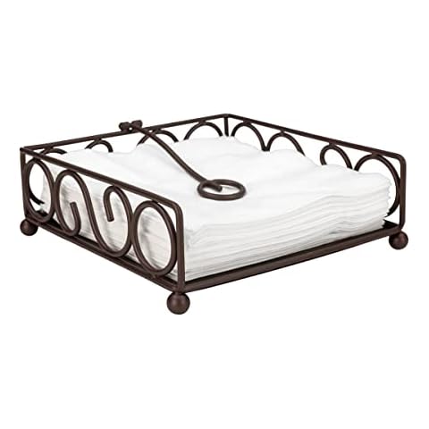 Home Basics Bronze Napkin Holder with Scroll Design Cover