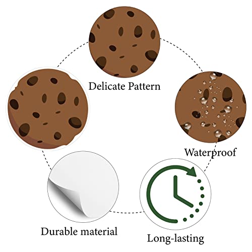 CREATCABIN 128Pcs Chocolate Chip Cookie Stickers Biscuit Planner Stickers Waterproof Vinyl Decals for Packaging Cookie Bags Phone Water Bottle Laptop Scrapbook Refrigerator 1 Inch - Image 3