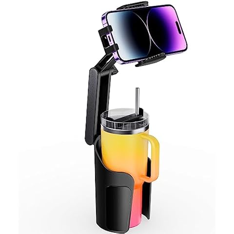 TAZENI Cup Holder Phone Mount for Car Bottle Friendly Cup Phone Holder for Car High Adjustable Cell Phone Cup Holder Expander for Car Easy Install & Sturdy & Durable Fit All 4-7‘’ Phones- Black Cover