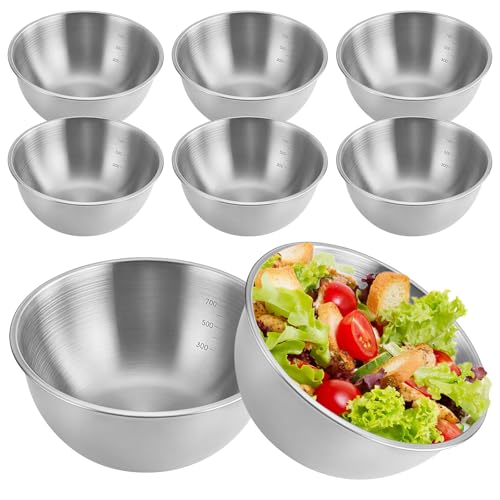 GOEDCH Set di 6 ciotole in acciaio inox, Ø 17 cm, impilabili, ciotole in metallo, in acciaio inox, lavabili in lavastoviglie, insalatiere, ciotole per snack, ciotola da portata, ciotola per salsa