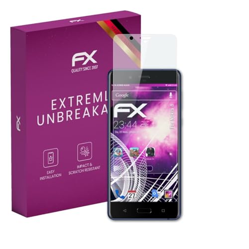 atFoliX Lámina Protectora de plástico Cristal compatible con Nokia 8 Película Vidrio, 9H Hybrid-Glass FX Protector Pantalla Vidrio templado de plástico