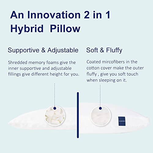Image of ACCURATEX Full Body Pillow for Adults - Hybrid Shredded Memory Foam Firm Body Pillow with Soft Fluffy Down Alternative Cotton Cover - Adjustable Loft Long Pillows for Sleeping