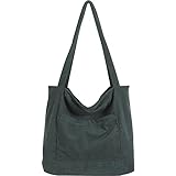 WantGor Women Corduroy Tote Bag, Large Shoulder Hobo Bags Casual Handbags Big Capacity Shopping Work Bag (Dark Green)