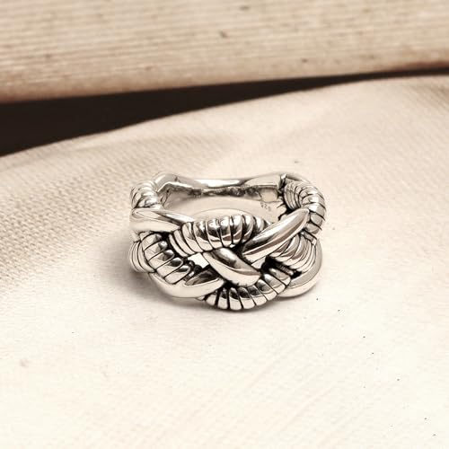 LeCalla 925 Sterling Silver Knot Rings for Women | Interwoven Twisted Roped Ring | Women's Braided Rope Wedding Band (Sizes 6-8No.)3