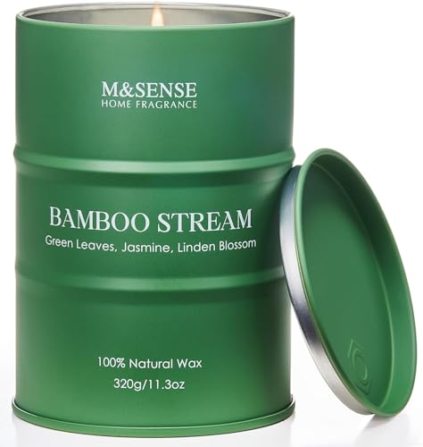 M&SENSE Candele profumate al bambù, naturali e non tossiche candele aromaterapiche di lusso per alleviare lo stress e rilassarsi regali di inaugurazione per donne e uomini, 320 g 70 ore di combustione