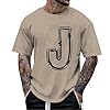 Casual Men's T-Shirt with Stylish J Letters Print for Comfortable Everyday Style, khaki, 4XL #1