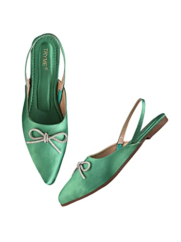 Image of TRYME Trending Stylish Pointed Toe Mules Comfortable Flat Fancy Casual Bellies Mules Sandal for Womens and Girls
