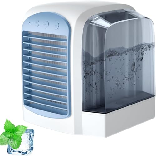 Aire acondicionado Breeze Box, un humidificador y purificador silencioso USB tres en uno con tres velocidades y tres modos, y un gran depósito de agua de 380 ml.