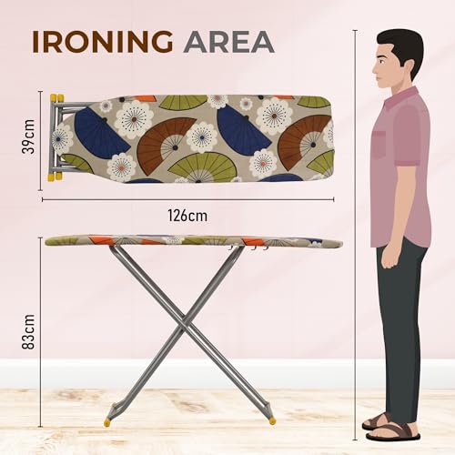 Image of Kuber Industries 15 Inch Adjustable & Foldable Iron Stand for Clothes & Sarees | (Pack of 2) Quick Pressing Board | Ironing Table for Home | Beige