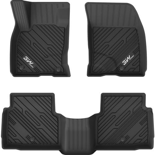 Image of 3W Floor Mats Fit for Ford Escape 2020-2025 2026 (NOT for Hybrid), TPE All Weather Custom Fit Floor Liner for Ford Escape 1st and 2nd Row Full Set Accessories Car Liners Black