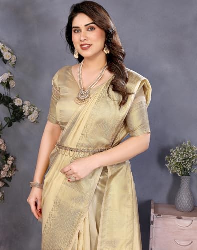 Image of Yashika Women's Banarasi Kanjivaram Silk Woven Saree with Blouse Material|| Pongal Special South Indian kerala Sarees