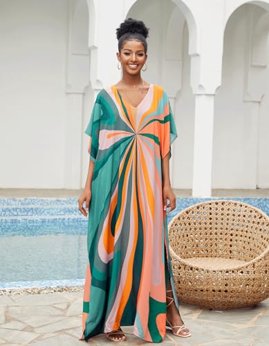 Women's Plus Size Beach Lounge Kaftan Maxi Dress Swimsuit Coverup for Women3