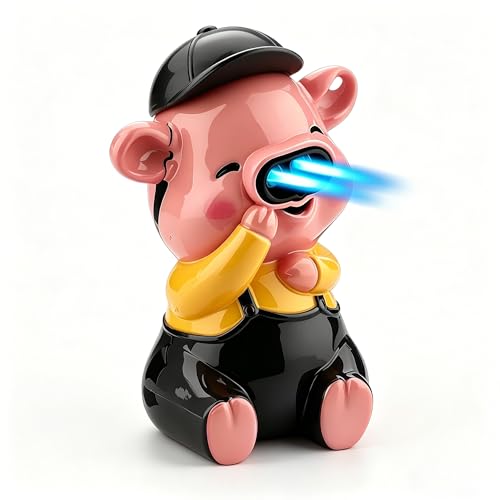 Encendedor doble llama de soplete cerdito recargable