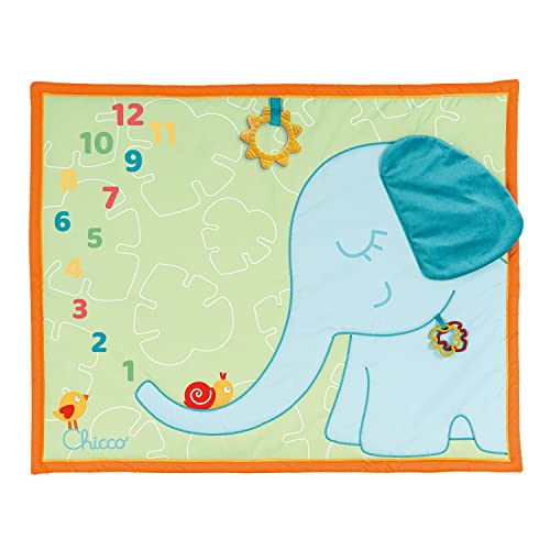 Chicco Tappeto Complimese, per Scattare Foto Ricordo, Tessuto Morbido, Anello Dentizione Sole, Attività Manuali, Plastica Riciclata, Poliestere Riciclato, Lavabile in Lavatrice, Giochi Neonati 0 Mesi+