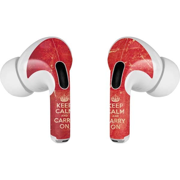 Skinit Decal Audio Skin Compatible with Apple AirPods Pro (2rd Gen, 2022) - Skinit Originally Designed Keep Calm and Carry On Distressed Design