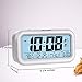 Peakeep Digital Alarm Clock with Dual Alarms for Workday Mode, Indoor Temperature, Smart Night Light, Battery Operated Only (White)