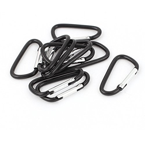 sourcingmap 10PCS Black D-Shaped Carabiner Keychain Clips