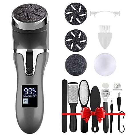 XinBarber Electric Feet Callus Removers Rechargeable, Portable Electronic Foot File Pedicure Tools, IPX7 Callus Remover Kit, Professional Pedi Feet Care Perfect for Dead, Hard Cracked Dry Skin Cover