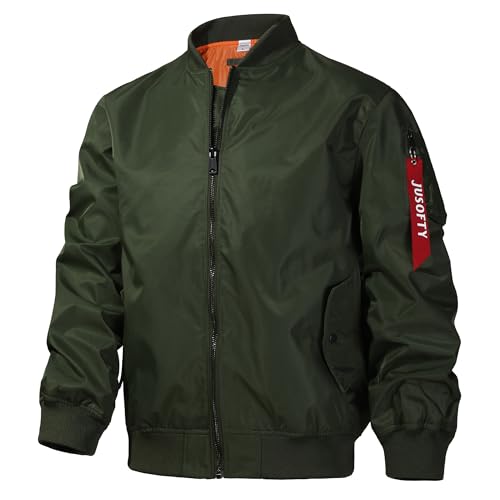 Bomber Jacket Men Casual Lightweight Jacket Fashion Zip Up Windbreaker Techwear Streetwear Multi-Pocket Coat