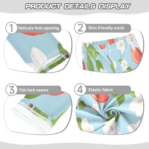 Bolaz Toddler Girls Leggings Printed Yoga Pants Leggings Cherry and White Flower for Kids3