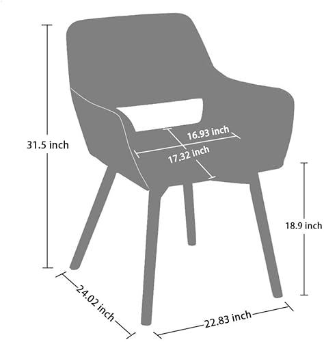 Canglong Leisure Modern Living Dining Room Accent Arm Chairs Club Guest With Solid Wood Legs, Set Of 2, Grey #TOP2