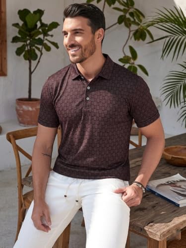 Image of TAGDO Men's Cotton Premium Casual Jacquard Fabric Polo T Shirt for Man | Collar | Half Sleeve | Comfortable Fit with Modern Style | Trendy Look (2067)