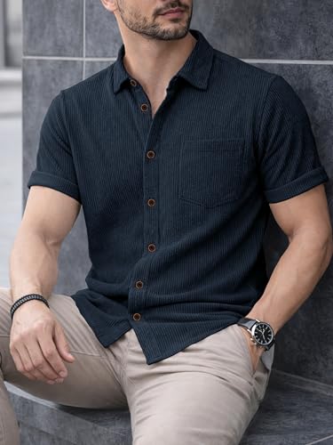 Image of Noble Monk Men's Polyester Regular Fit Solid Casual Shirt |Half Sleeve | |Stylish Shirt