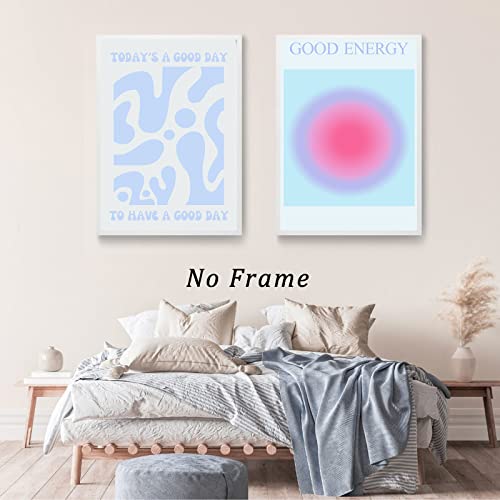 Aesthetic Posters Blue Gradient Aura Prints Spiritual Aura Painting Energy Canvas Wall Art Colorful Aura Poster Blue And Pink Artwork Angel Number Wall Art Spiritual Energy Posters 16X24Inx2 Frameless #TOP6