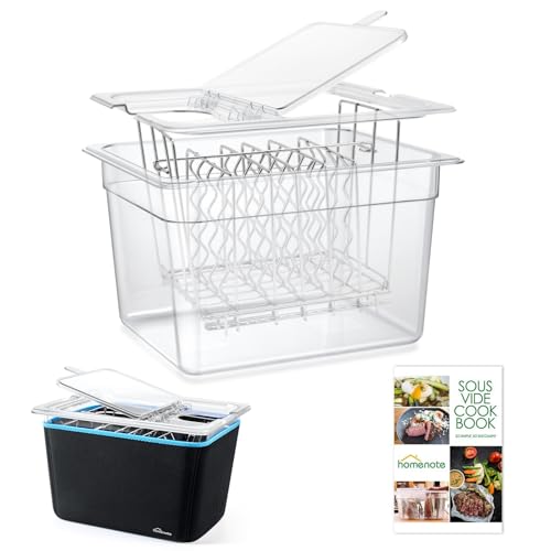 Comparison: Best Sous Vide Accessories 6 HOMENOTE Sous Vide Container 12 Quart with Universal Collapsible Hinged Lid,Complete Sous Vide Accessories Kit BPA Free,Compatible with Anova and Most Sous Vide Cookers(With Rack and Sleeve)