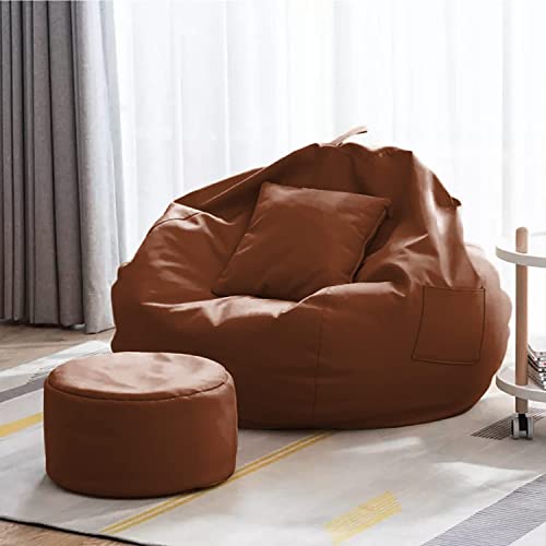 Gold 3XL Bean Bag Combo with Footstool & Cushion | Faux Leather T...