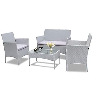 bigzzia Rattan Garden Furniture Set, 4 p...
