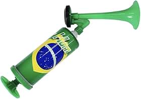 Buzina de Ar Corneta Portátil Tipo Vuvuzela Brasil – Som Alto para Torcida Futebol Festas Eventos – Fácil de Usar e Reutilizável