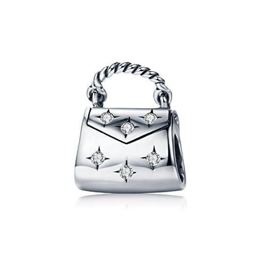 Sparkling Bag Charm 925 Sterling Silver Women Bag Charm Beads for DIY Charms Bracelet & Necklace
