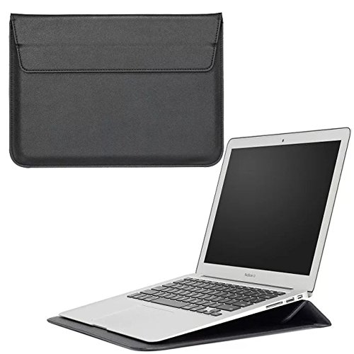 13.3 inch PU Leather Slim Laptop Sleeve Protective Case Bag with Stand Fit for 12.5-13.3 Ultra Thin HP Lenovo Asus MacBook Air Pro Dell LG Gram XIDU Samsung Notebook Ultrabook (13.3 Inch, Black)