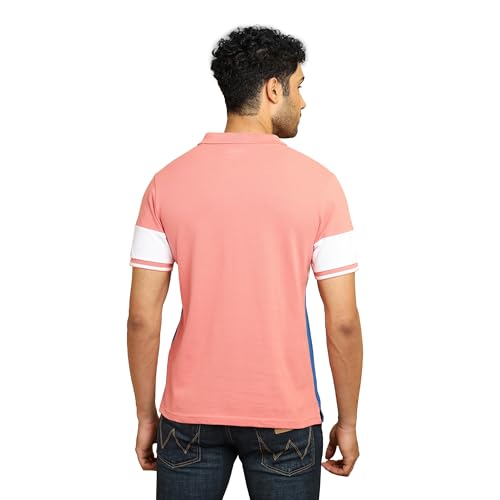 Image of Wrangler Men's Color Block Pink Collared Neck T-Shirt