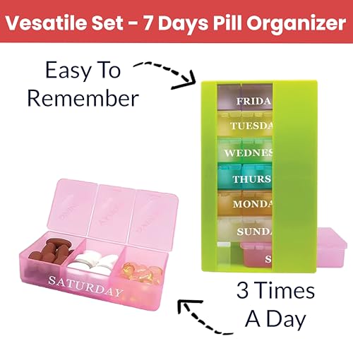 Image of TEMPERIA Medicine Organizer Box for 1 Week, 3 Times a Day - Pill & Tablet Storage Box for Home - Moisture Proof Pillbox for Daily & Weekly Use - Travel-Friendly Small Container (with Cover) (MN02)