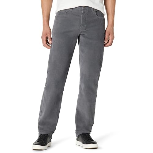 Amazon Essentials Mens Straight Fit 5 Pocket Corduroy Pant Charcoal 34W x 32L