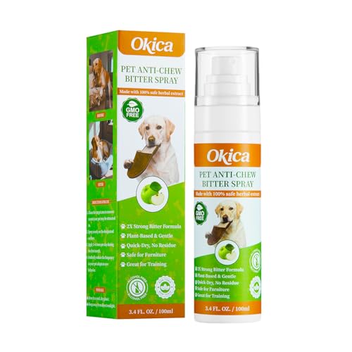 Bitter Apple Spray for Dogs - No Chew Spray for Dogs to Stop Barking Marking and Nibbling - Natural Ingredients Dog Repellent Spray for Furniture and Your Belongings Light Green