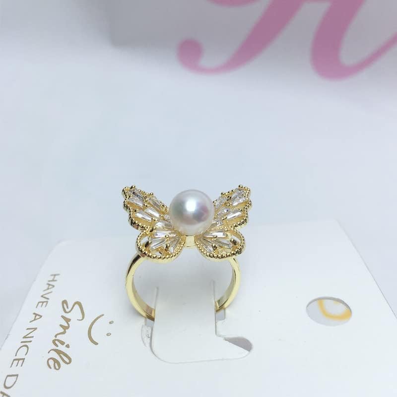 NONNYL Freshwater Cultured White Pearl Ring for Women, Christmas Gifts for Wife Mom, Anniversary Birthday Fine Jewelry Gifts for Her