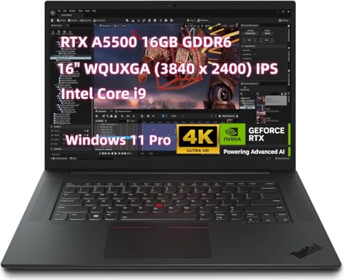 Image of NewLenovo ThinkPad P1 Mobile Workstation (16 inch WQUXGA (3840 x 2400) IPS Display, Core i9-12900H, 64GB DDR5 RAM 2TB SSD, NVIDI.A RTX A5500 16GB GDDR6) Laptop for Engineer Designer Architect, Win 11 Pro