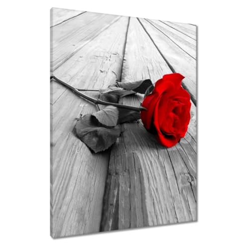 Peinture imprimée sur toile 60x80 rose rouge sur le pont pour habiller un mur vide et triste