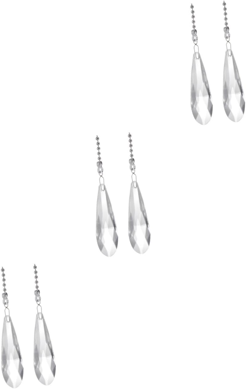 DOITOOL 6pcs Transparent Crystal Hanging Pull Chain for Ceiling Fan Lamp and Home Decor Elegant Beaded Pendant for Easy and Replacement