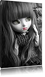 Auteur: kumo jolie Pullip avec de grands yeux verts noir / blanc sur toile, énorme XXL photos complètement encadrée avec civière, impression d\'art sur ??la photo murale avec cadre, moins cher que la peinture ou une peinture à l\'huile, pas une affiche ou une bannière