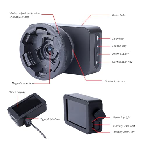 Cámara Ocular Telescópica, Ocular Electrónico con Pantalla a Color 4K de 3 Pulgadas, Cámara Planetaria de 22 a 46 Mm para Telescopio, para Astrofotografía Planetaria y