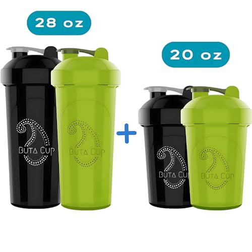 4 Pack 28 oz & 20 oz Shaker Bottle, Leak Proof Shaker Cups for Protein Shakes + 4x Blender Balls, Shaker Bottles for Protein Mixes, Shaker Cup,Blender Shaker Bottle,Protein Shaker Bottle,Black & Green - Image 3