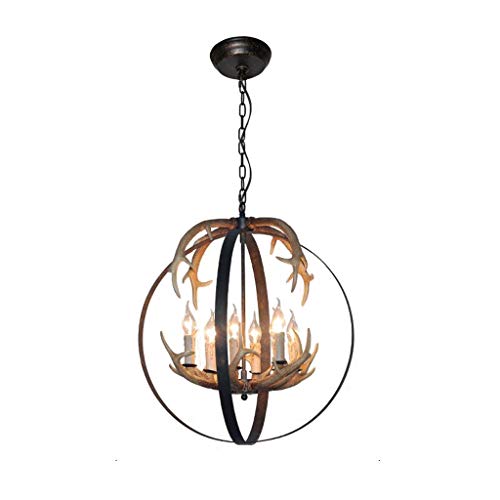 Lustre en corne de résine à 8 lampes au style rétro campagnard pour salon