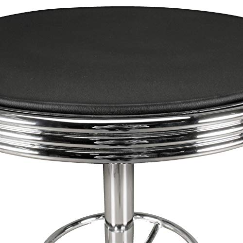 FineBuy American Diner Bartisch rund Ø 60 cm Aluminium Kunstlederbezug | Retro Stehtisch USA Schwarz/Silber | Robuster Bistrotisch 50er Jahre | Partytisch mit Untergestell aus verchromtem Alu - 4
