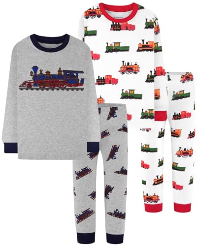 Image of DAUGHTER QUEEN Boys Pajamas 4 Pieces Long Set 100% Cotton Sleepwear Size 18 Months-12 Years