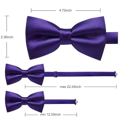 Image of Bow Ties for Men Pretied Bowties Solid Color Satin Bow Tie Formal Business Tuxedo Wedding Party Prom
