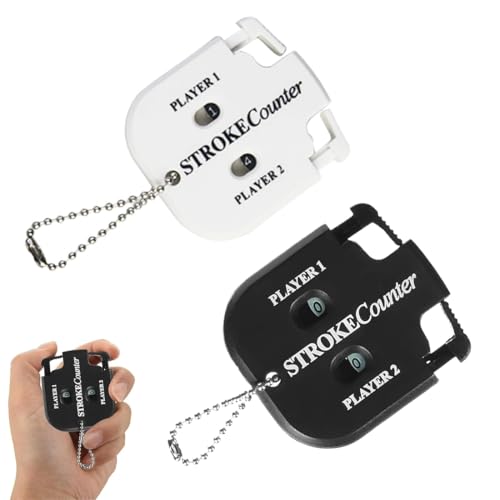 WUSJCOF Compteur de score 2 pièces, numérique avec chaîne, indicateur de visée, léger et portable, matériau ABS durable, balle de golf, point, marqueur, idéal pour jeux golf et de ball